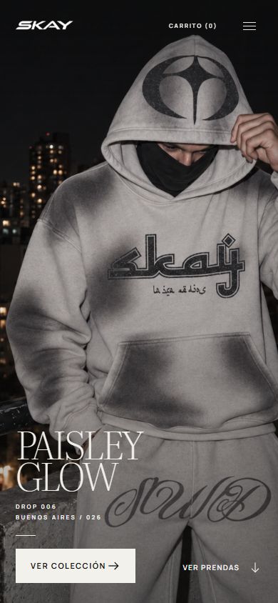 The SKAY home page on mobile.