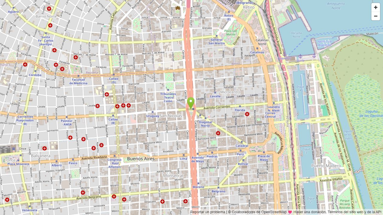 Mapa de Buenos Aires, Argentina. Ubicación de ejemplo: -34.6037,-58.3816